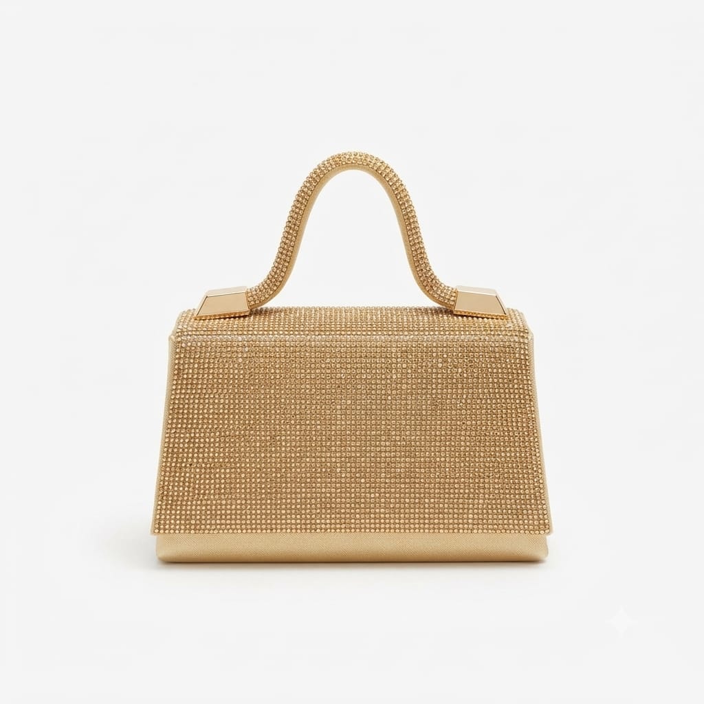 Elegant Crystal Top Handle Evening Handbag