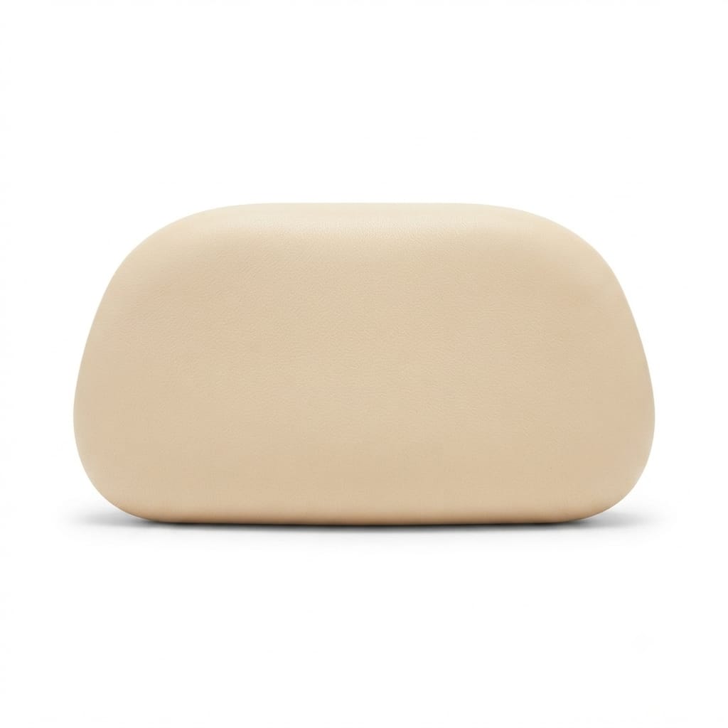 Ivory Clutch Bag with Sculptural Gold Ring Handle
