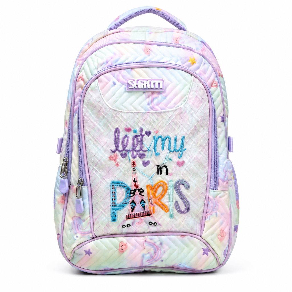 Pastel Paris Quilted School Backpack