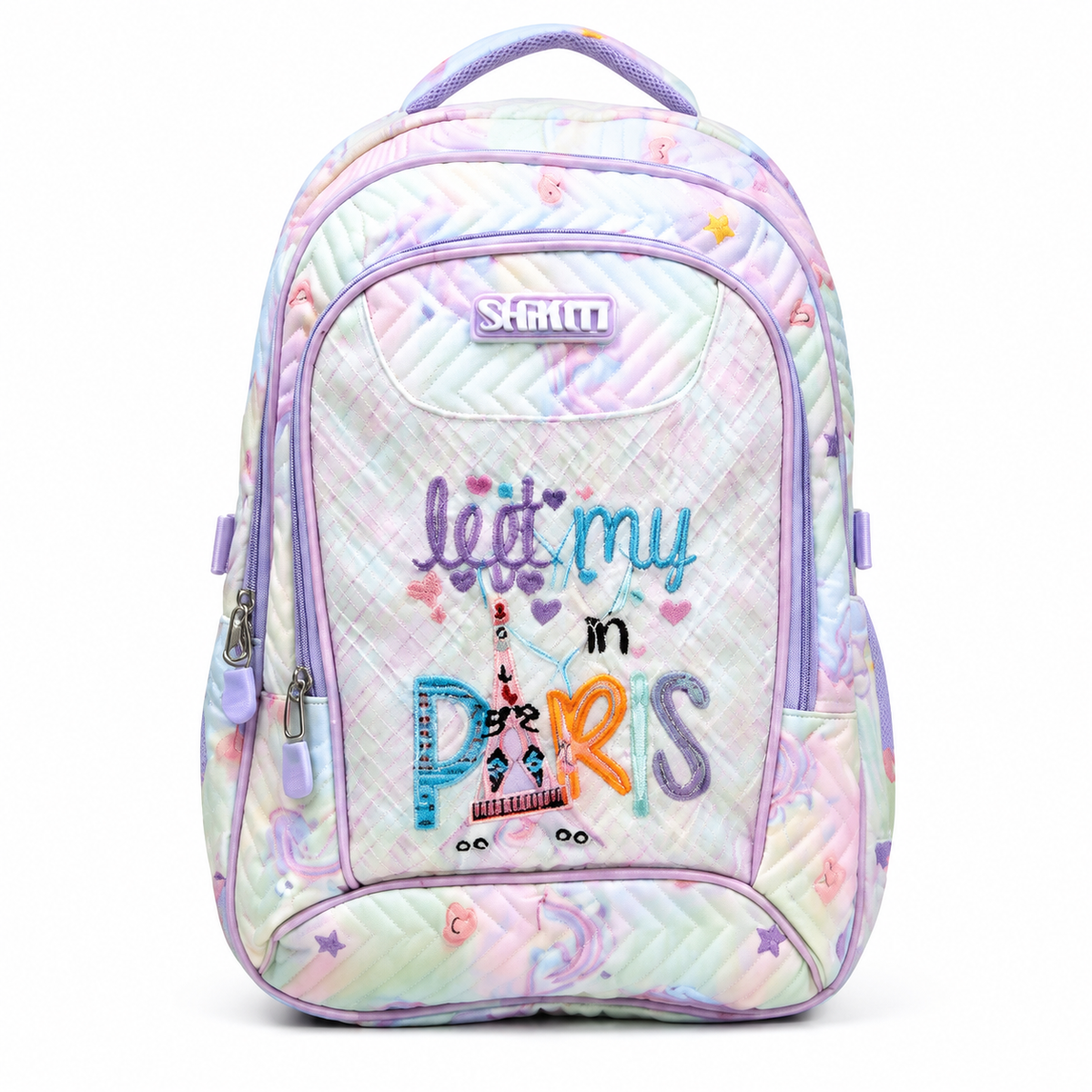 Pastel Paris Quilted School Backpack