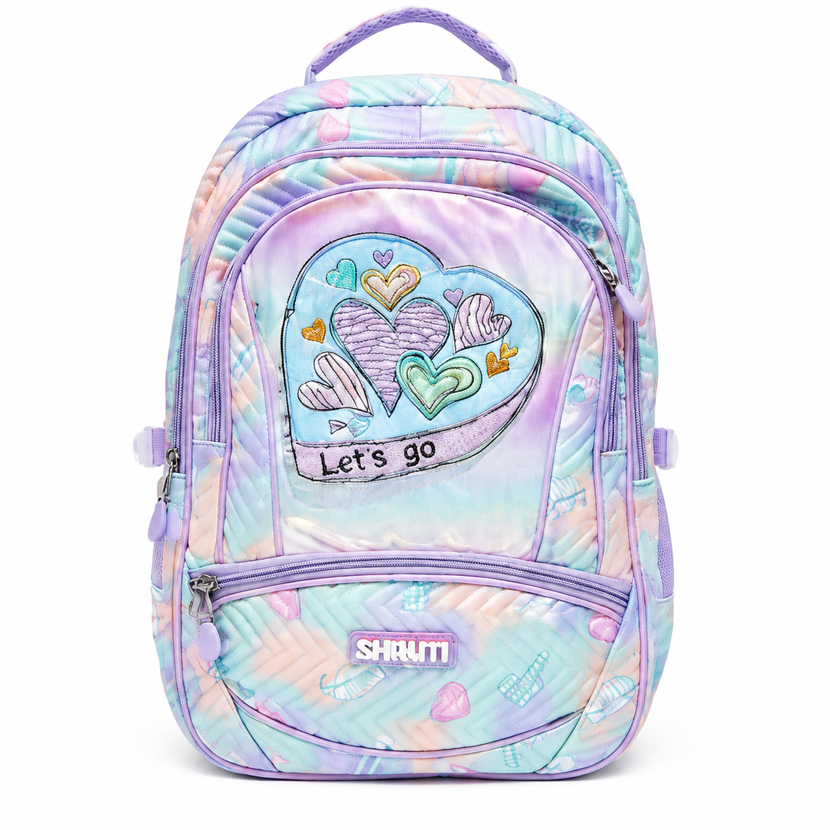 Let’s Go Pastel Hearts Quilted School Backpack