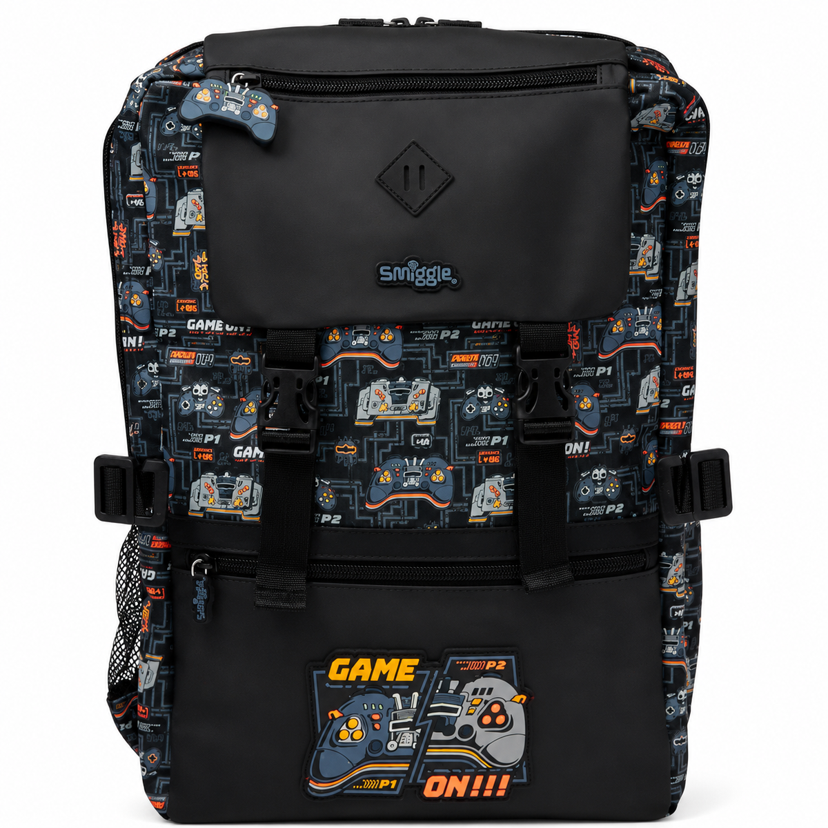 Black Game On Foldover Backpack