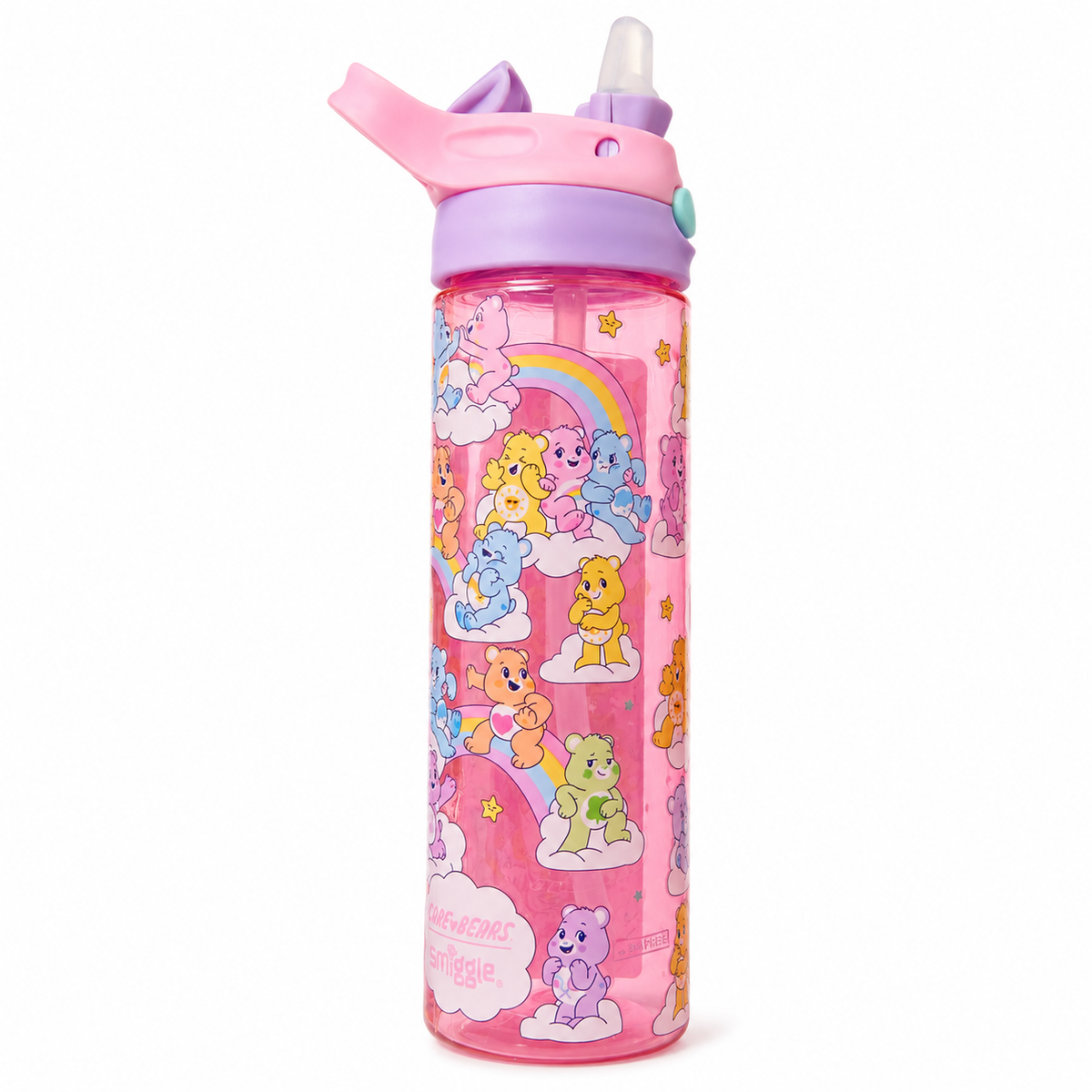 Smiggle Care Bears Plastic Flip Drink Bottle 650ml – Pink