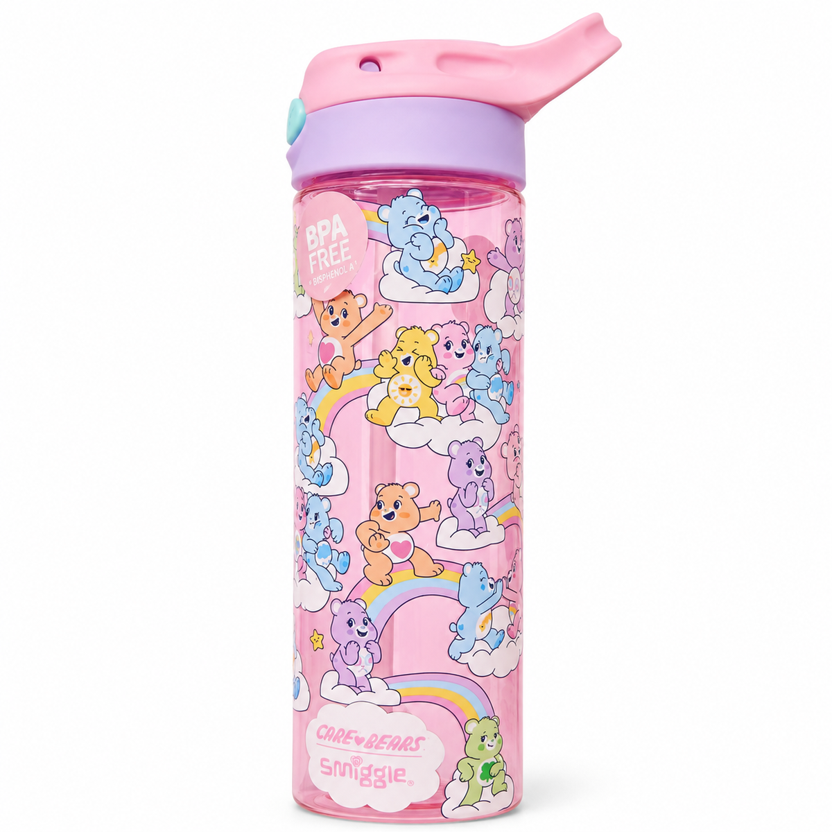 Smiggle Care Bears Plastic Flip Drink Bottle 650ml – Pink