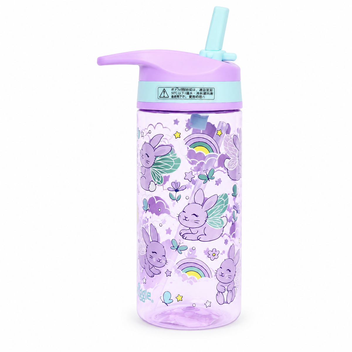 Smiggle Playtime Junior Flip Plastic Drink Bottle 430ml – Lilac Fairy Bunny