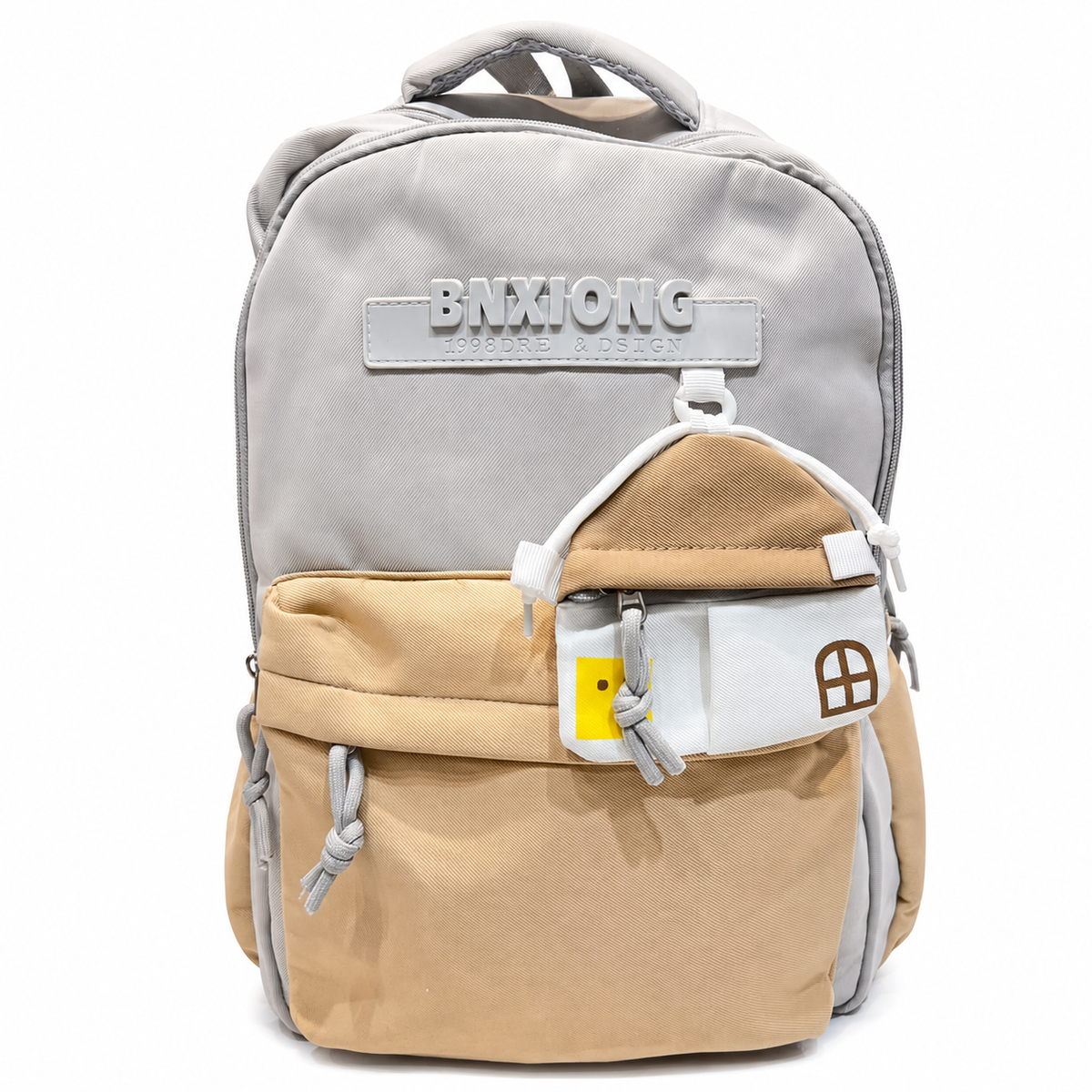 Modern Multi-Compartment Backpack with Mini House Pouch