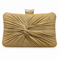 Gold Pleated Bow Evening Clutch Bag