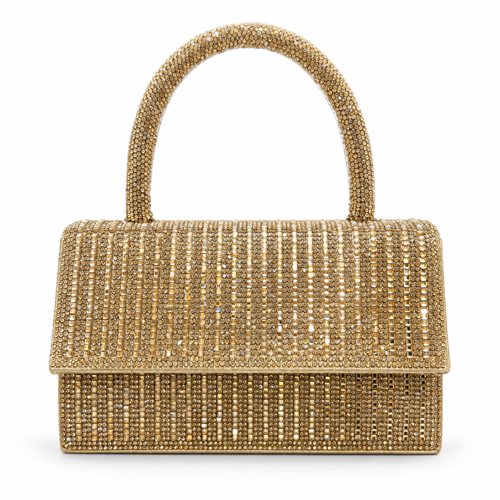 Gold Crystal Top Handle Evening Bag