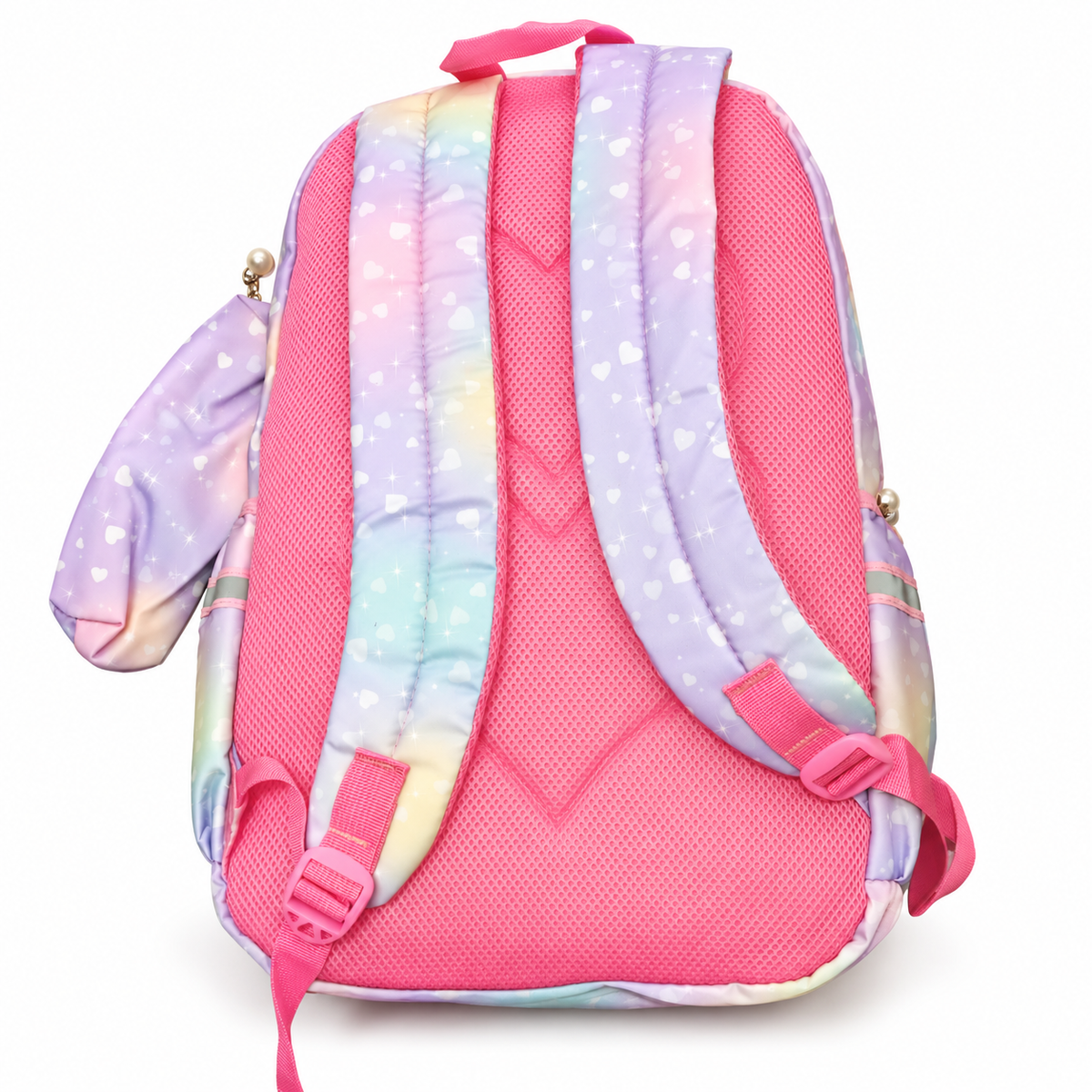 Girls Power Pastel Rainbow School Backpack with Pencil Case