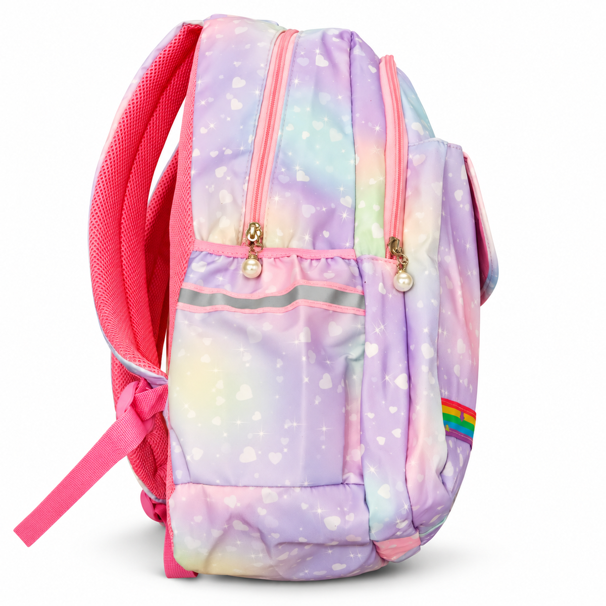 Girls Power Pastel Rainbow School Backpack with Pencil Case