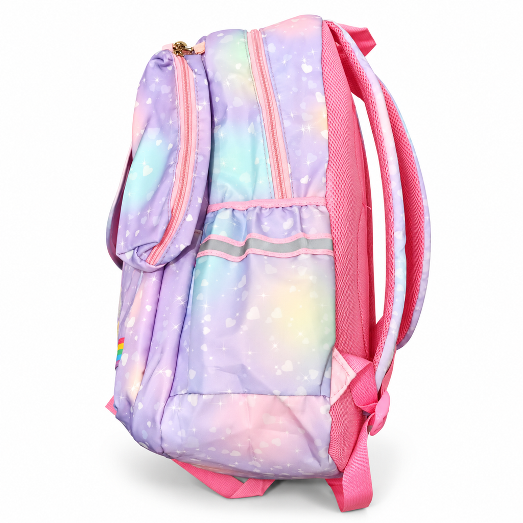 Girls Power Pastel Rainbow School Backpack with Pencil Case