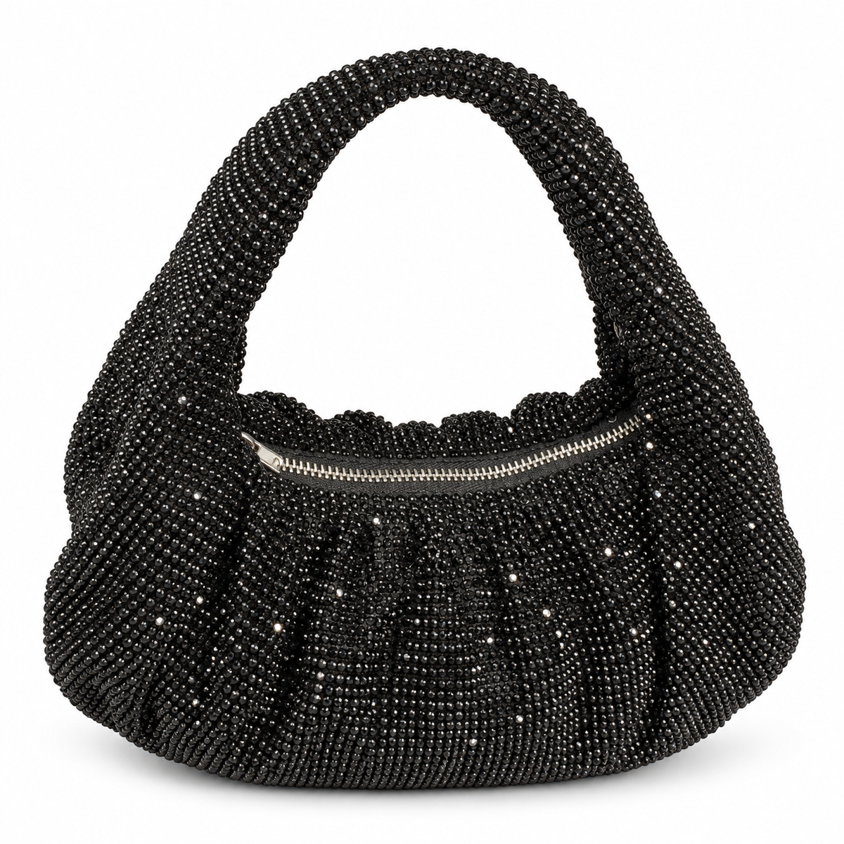Luxury Crystal-Embellished Hobo Evening Bag
