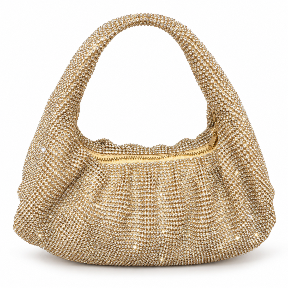 Luxury Crystal-Embellished Hobo Evening Bag