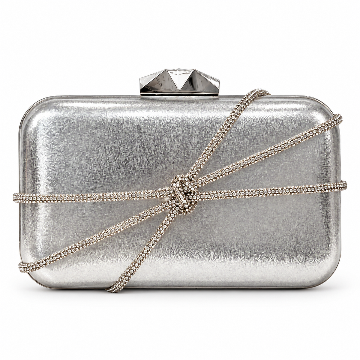 Gold Metallic Clutch Bag with Crystal Wrap Detail