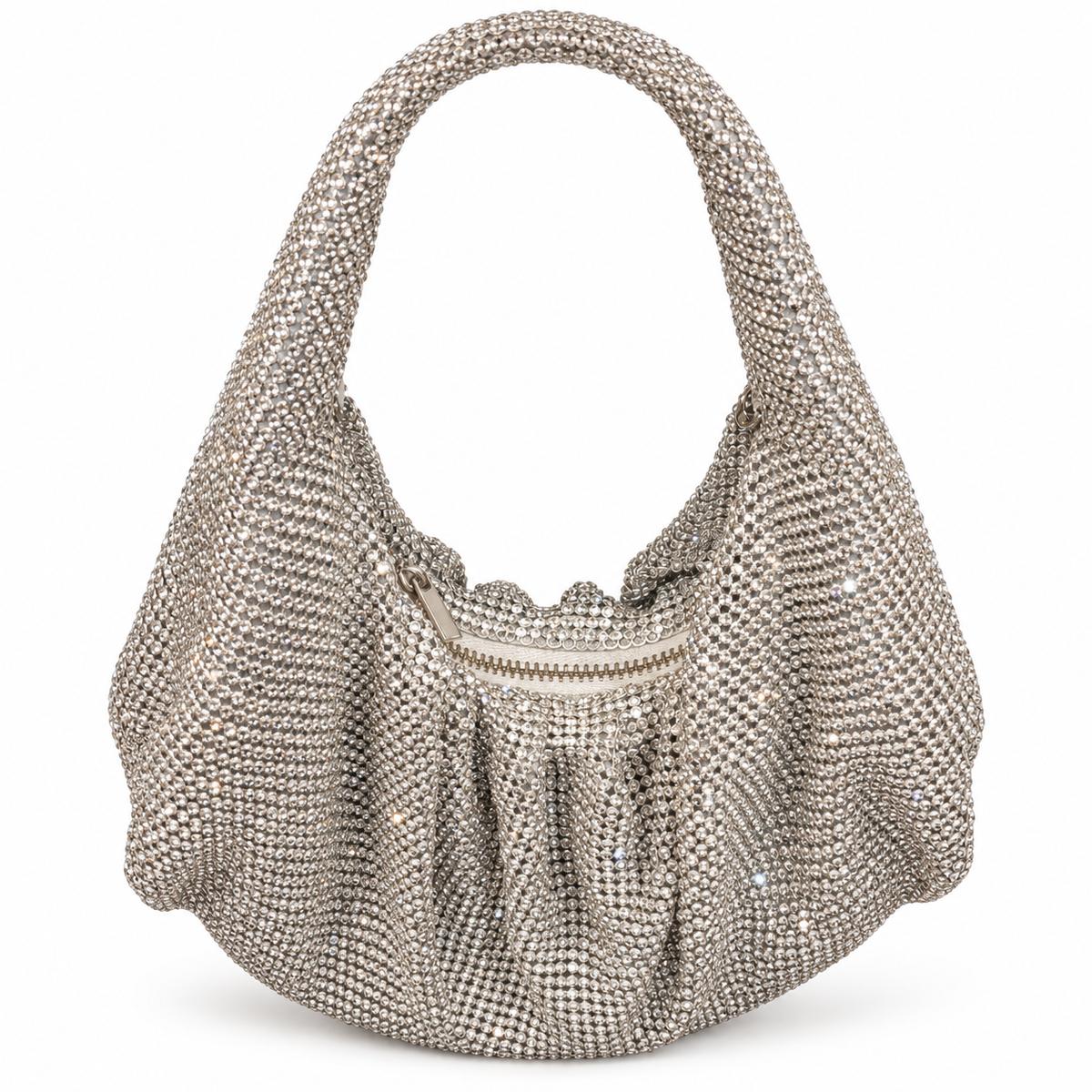 Luxury Crystal-Embellished Hobo Evening Bag