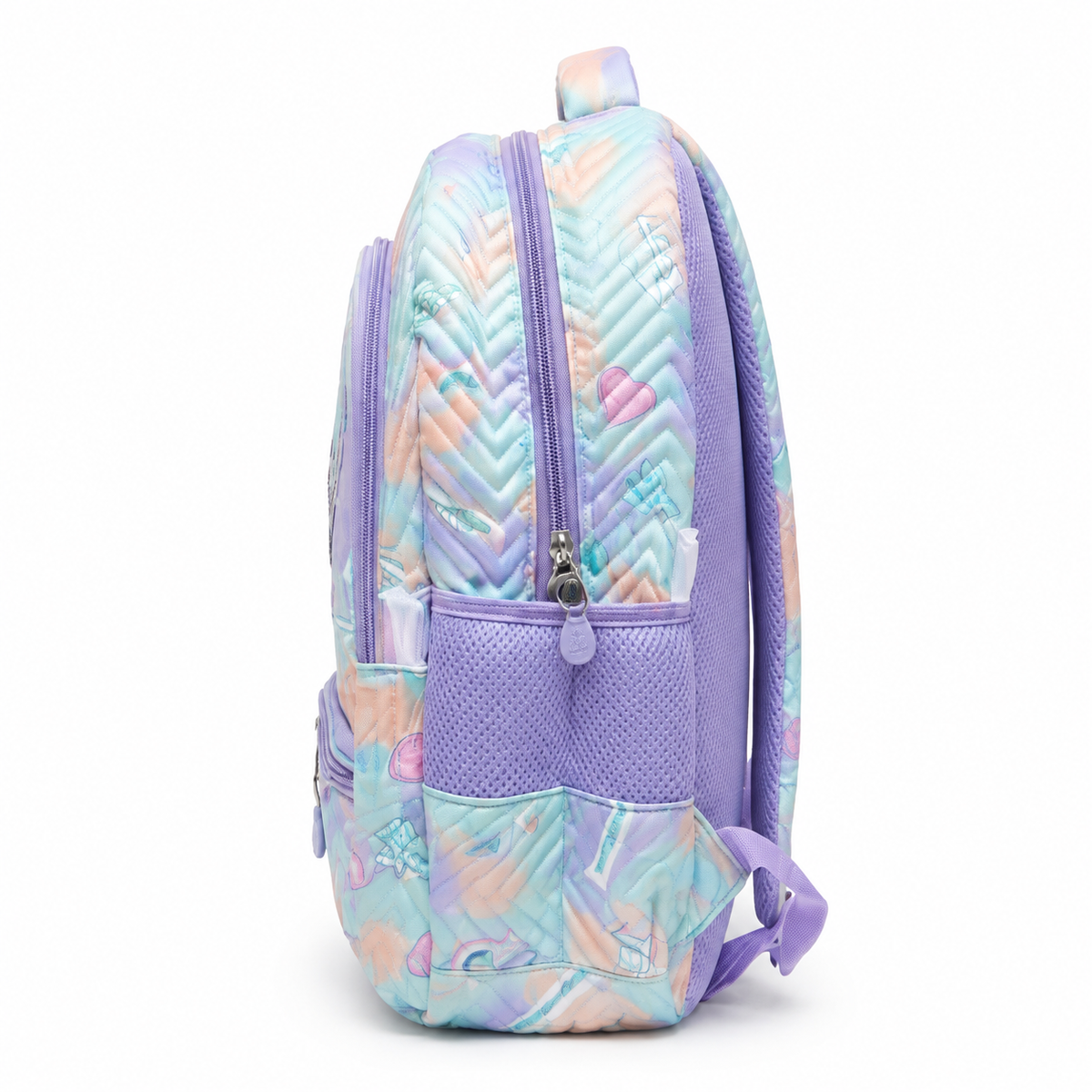 Let’s Go Pastel Hearts Quilted School Backpack