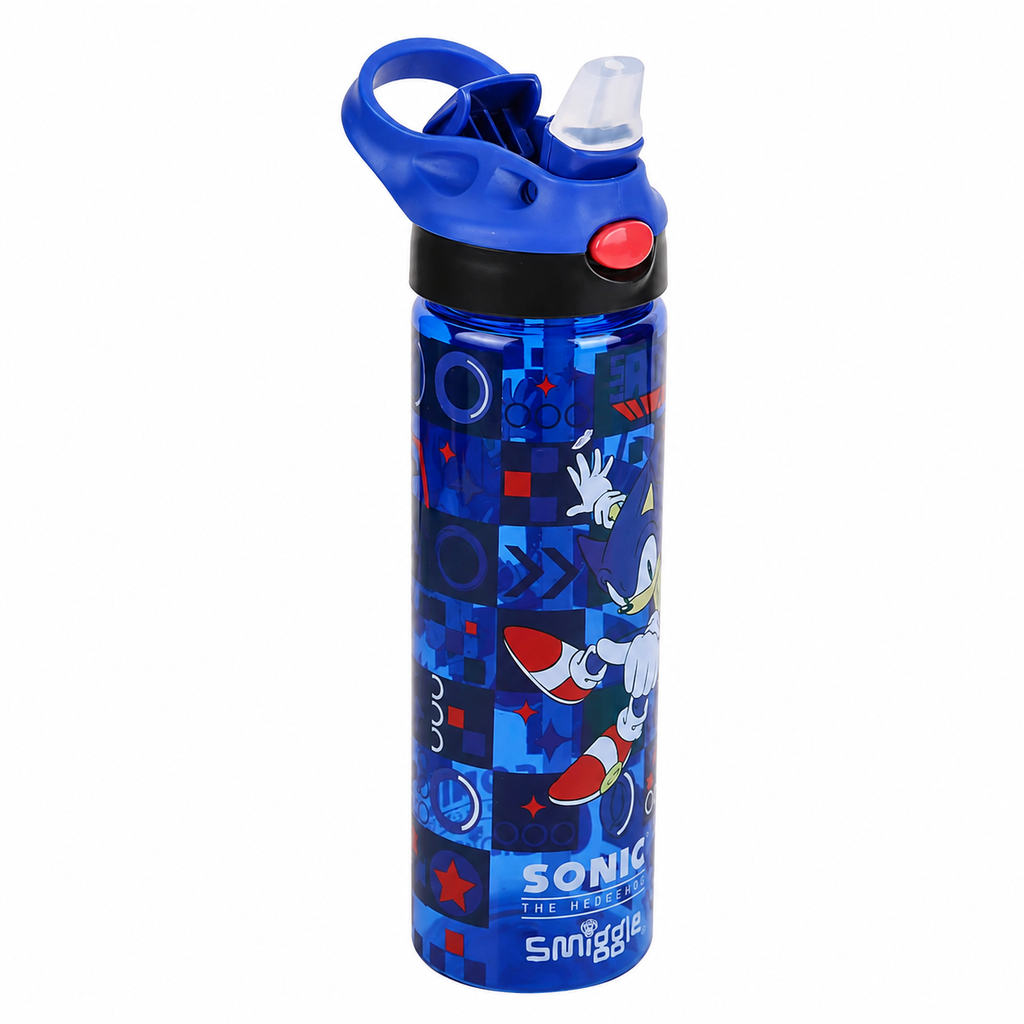 Smiggle Sonic The Hedgehog Plastic Flip Drink Bottle 650ml – Blue