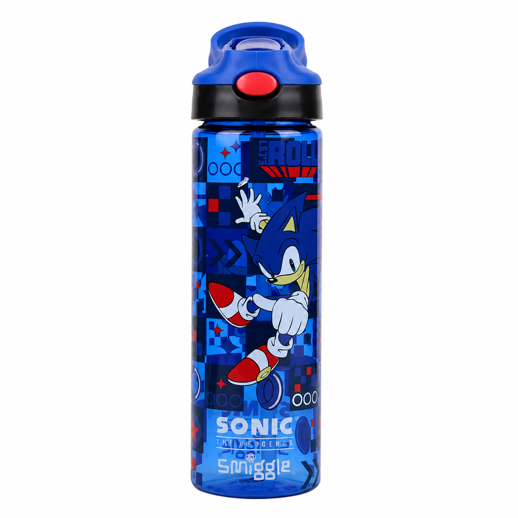 Smiggle Sonic The Hedgehog Plastic Flip Drink Bottle 650ml – Blue