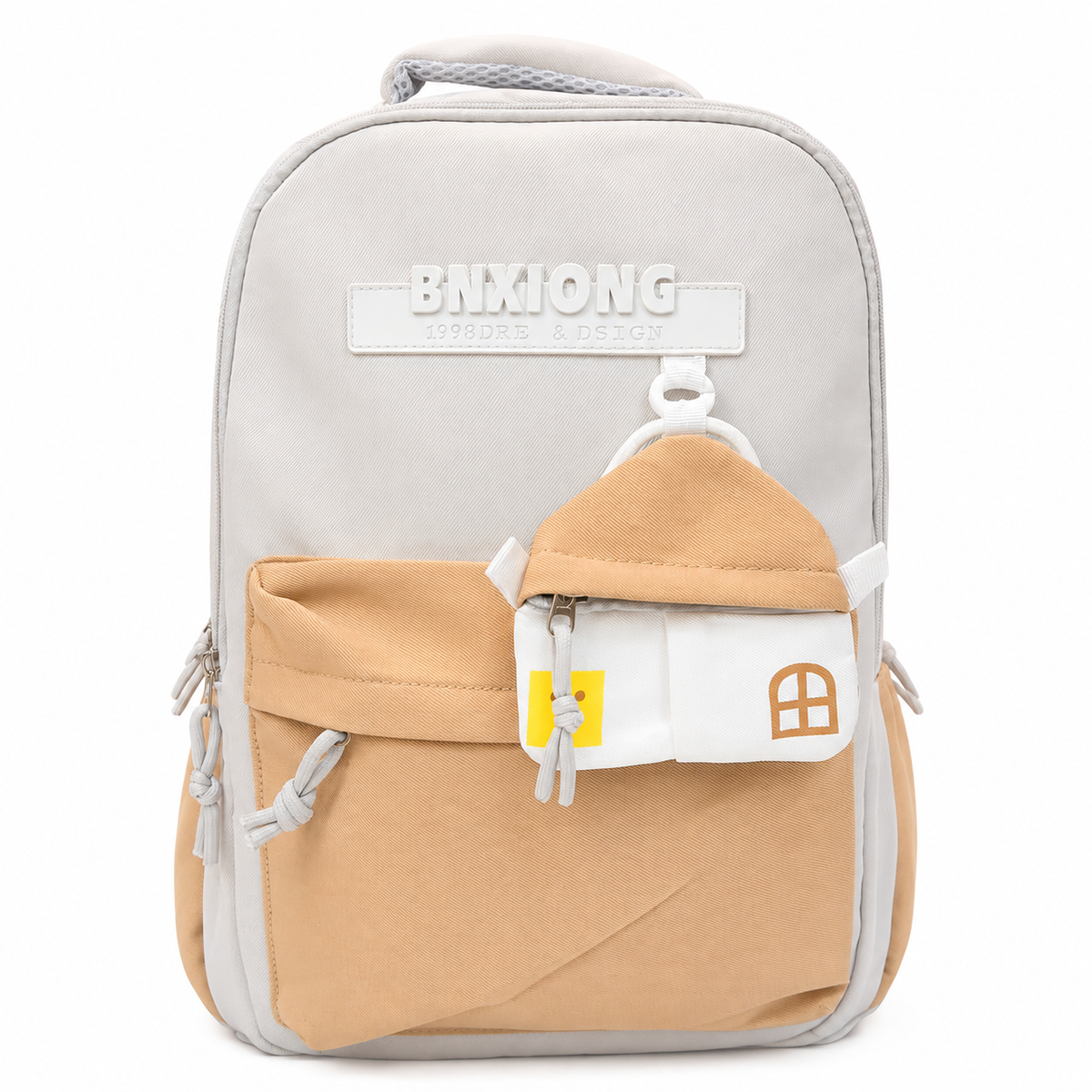 Modern Multi-Compartment Backpack with Mini House Pouch