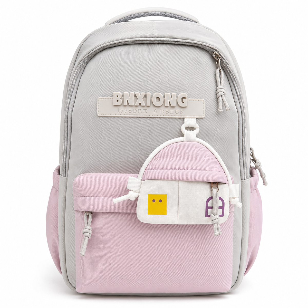 Modern Multi-Compartment Backpack with Mini House Pouch