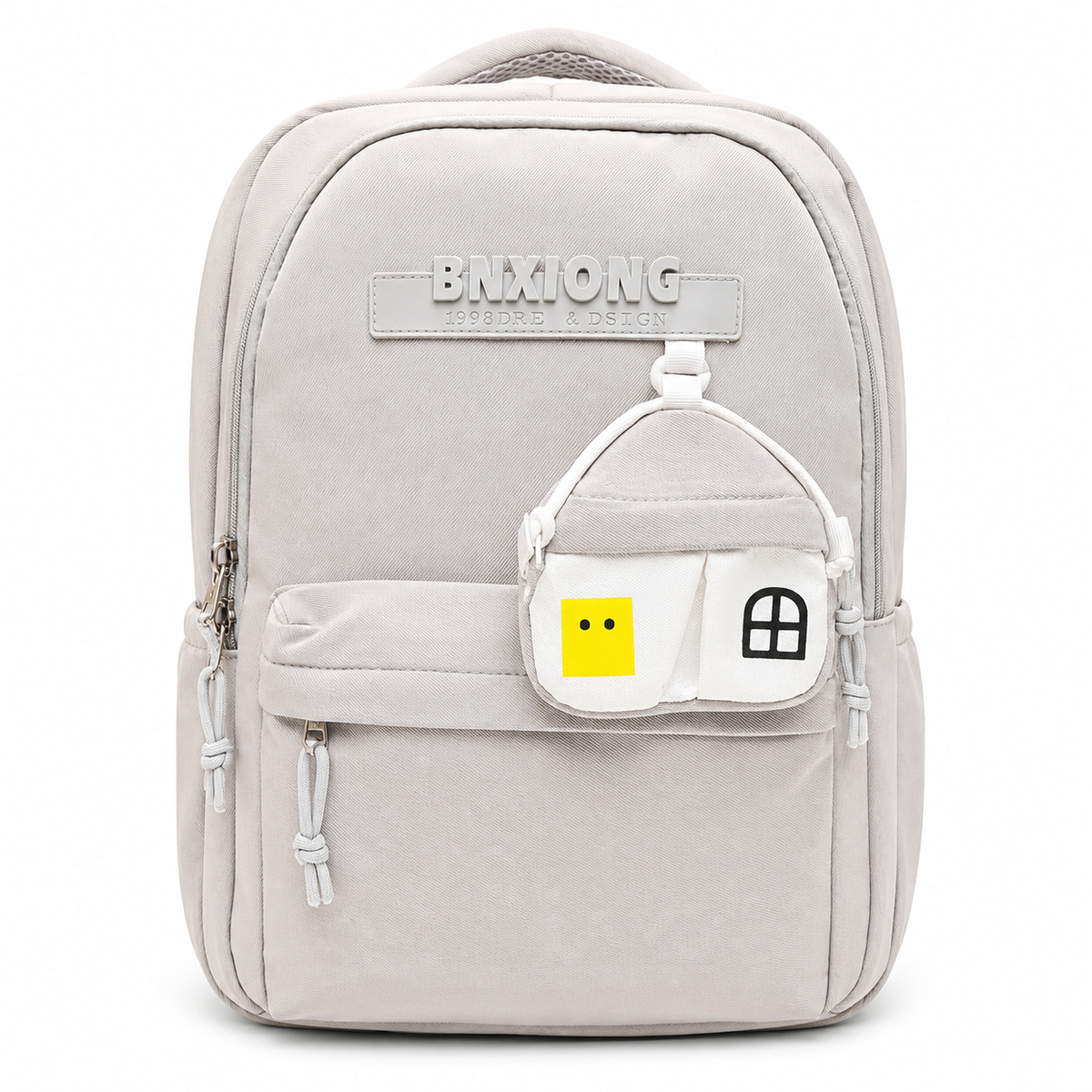 Modern Multi-Compartment Backpack with Mini House Pouch