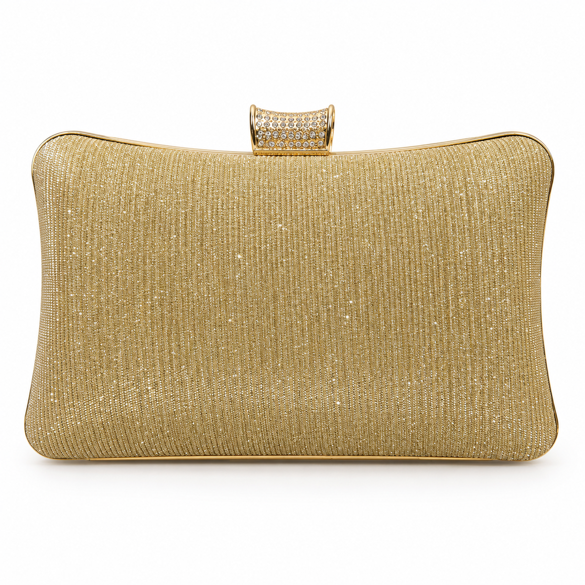 Gold Pleated Bow Evening Clutch Bag
