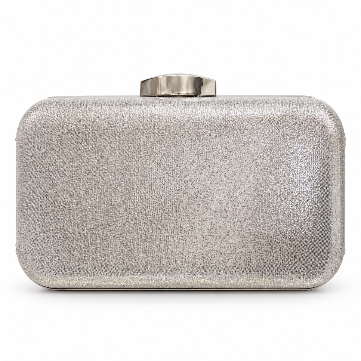 Silver Crystal-Embellished Evening Clutch Bag