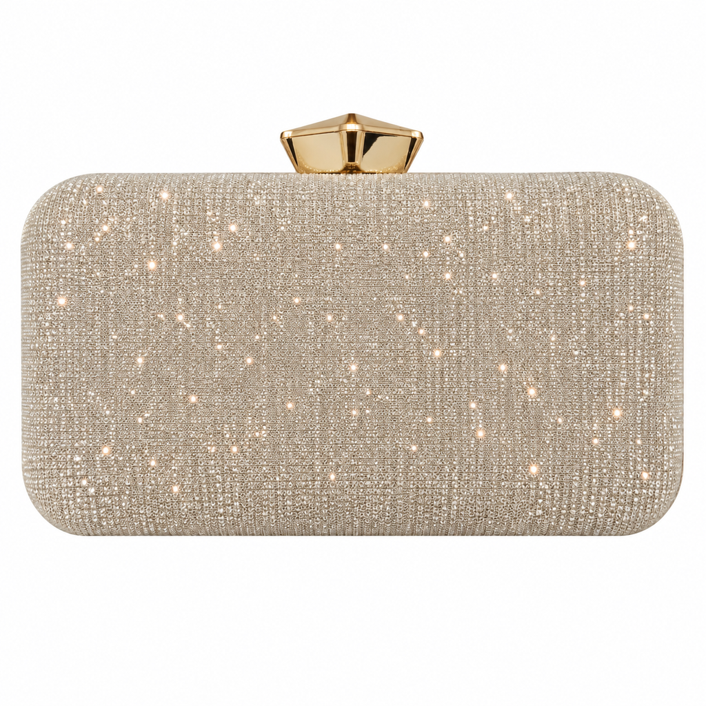 Sparkling Geometric Clasp Evening Clutch Bag