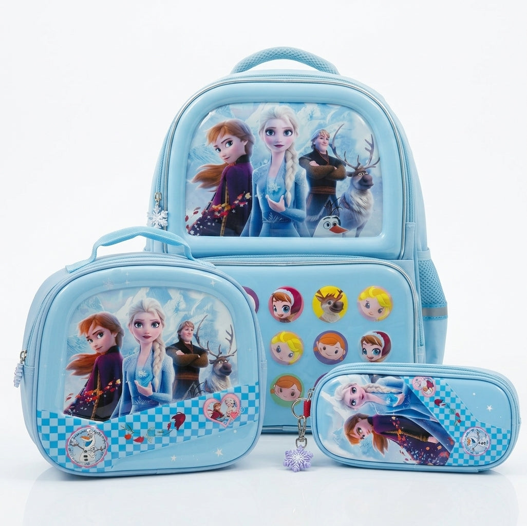 HD Frozen 3-Piece School Set – 16-Inch Trolley-Ready Backpack Set