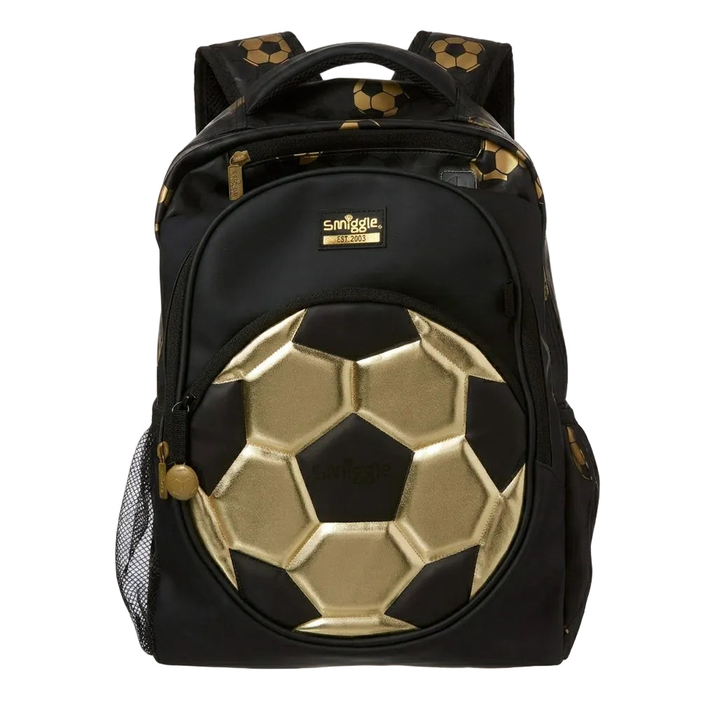 Smiggle Soccer Ball Backpack – Black & Gold