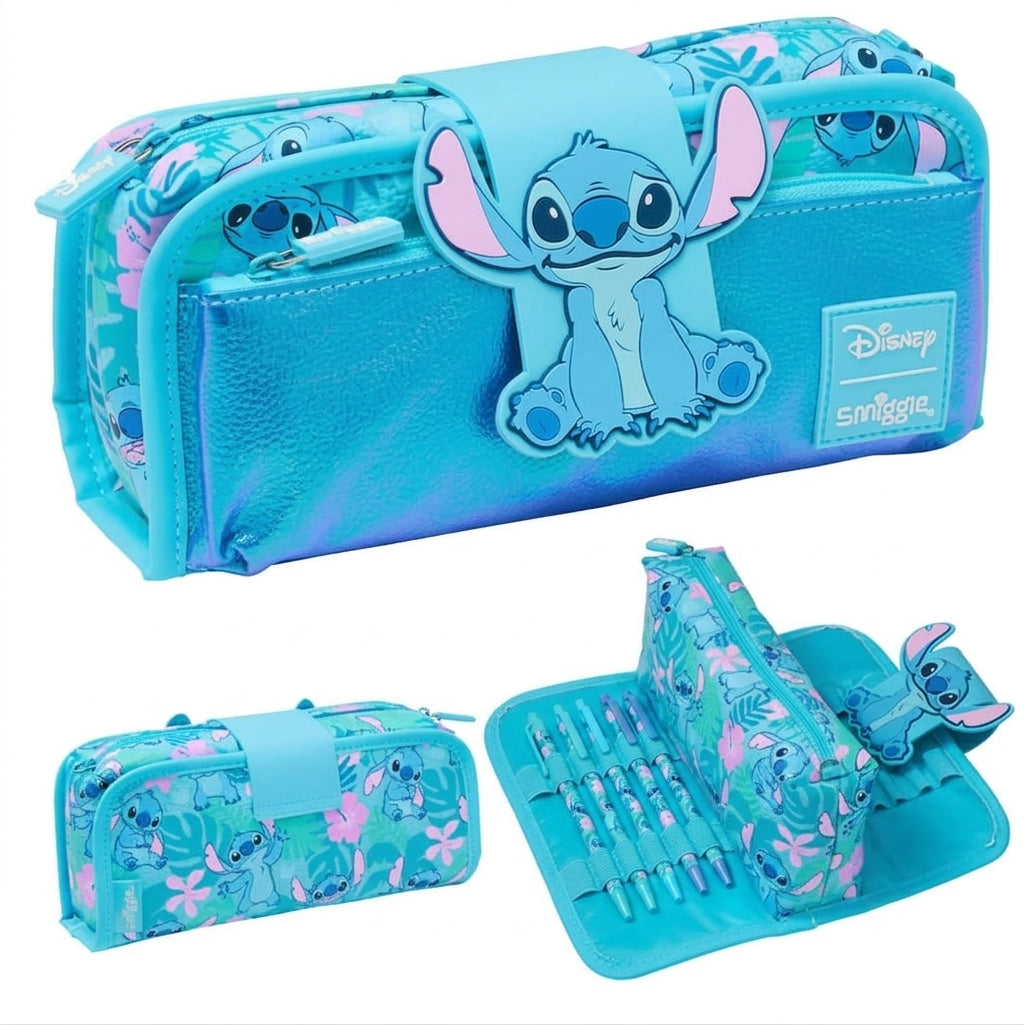 Smiggle Disney Stitch Trolley Backpack & Utility Pencil Case Set