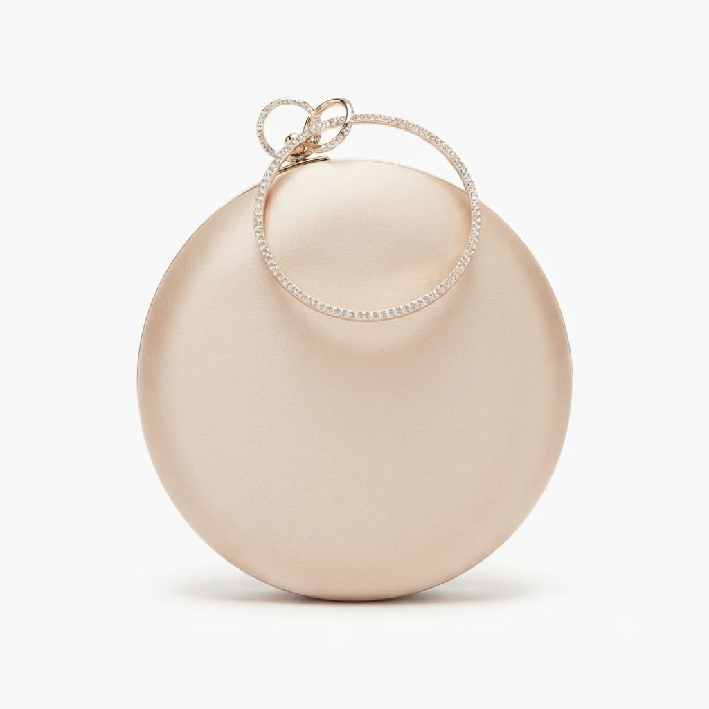 Crystal and Pearl Embellished Round Evening Clutch