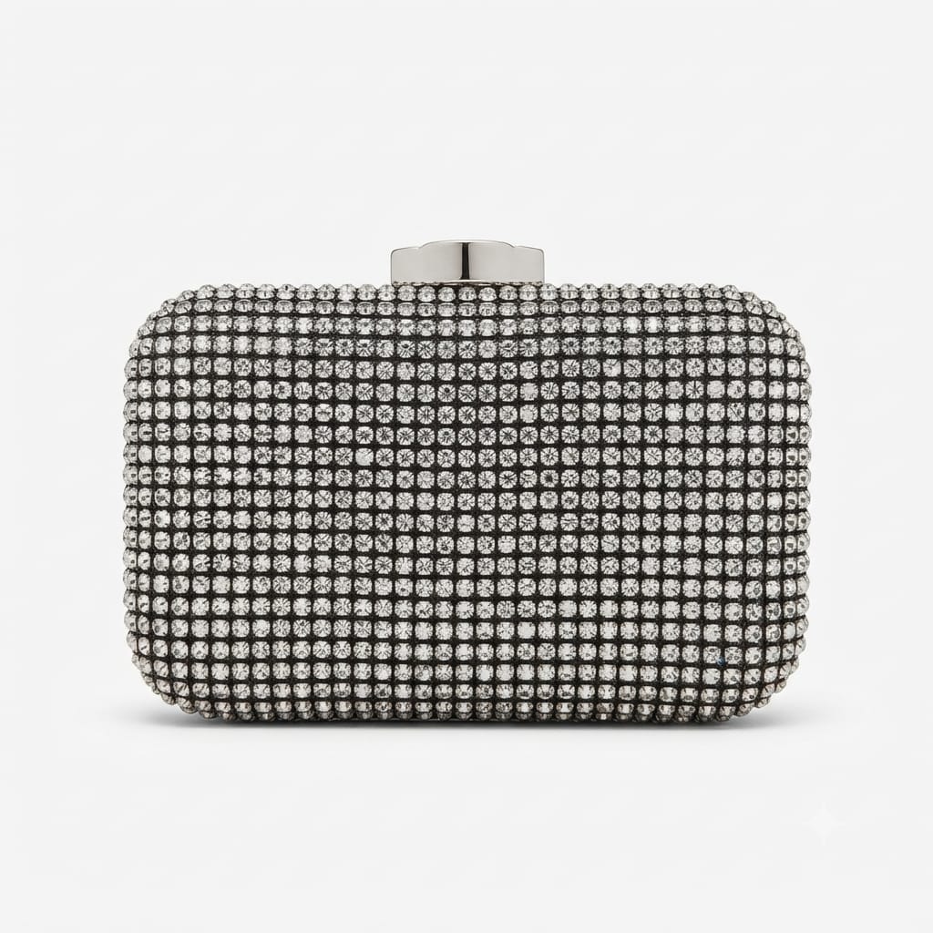 Black All-Over Crystal Embellished Evening Clutch Bag