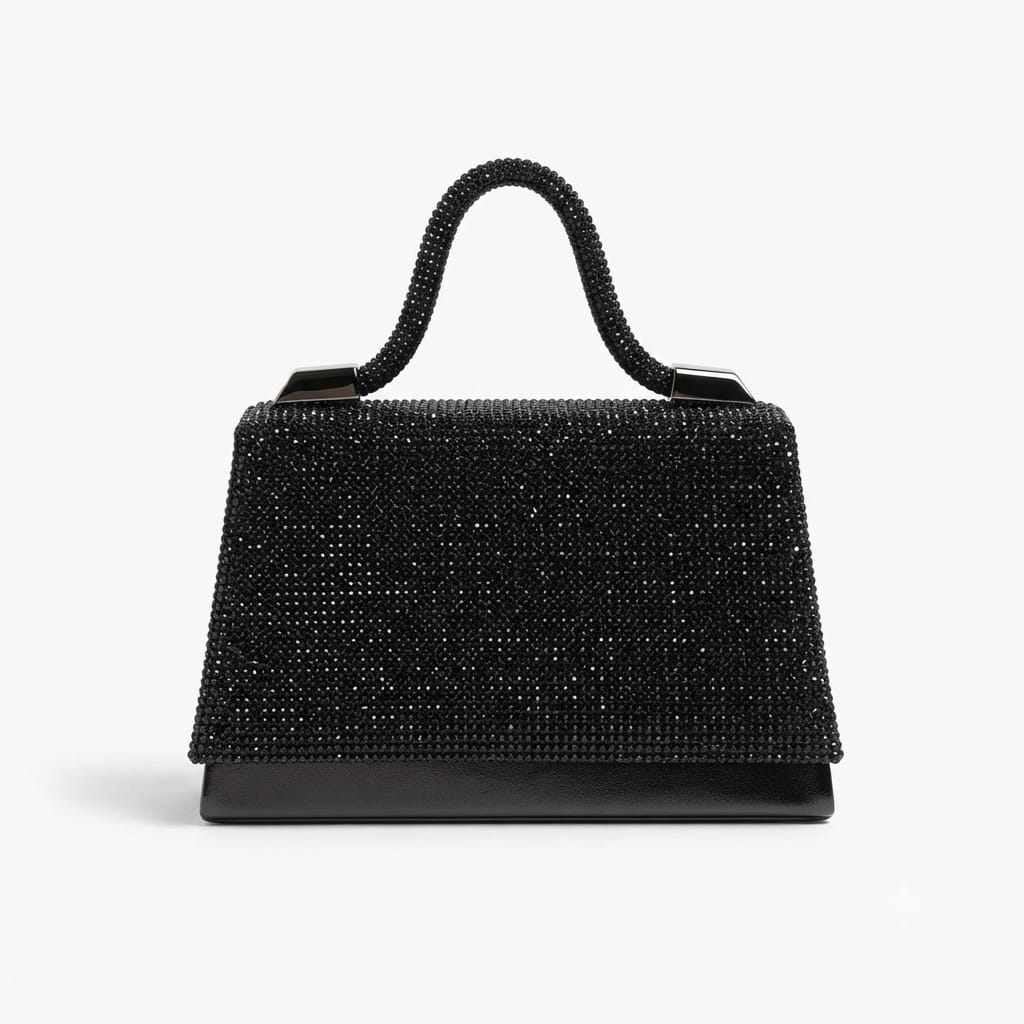 Elegant Crystal Top Handle Evening Handbag