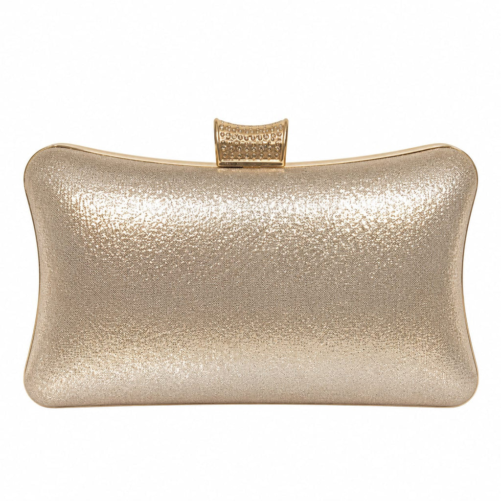 Gold Crystal Embellished Evening Clutch Bag