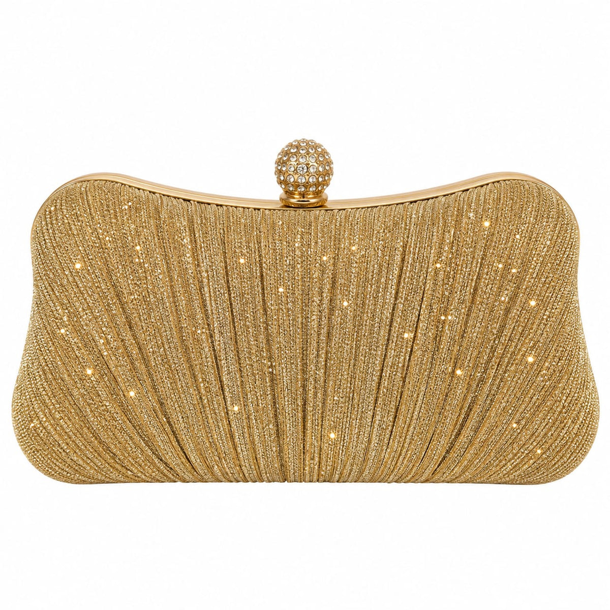 Elegant Pleated Glitter Evening Clutch Bag