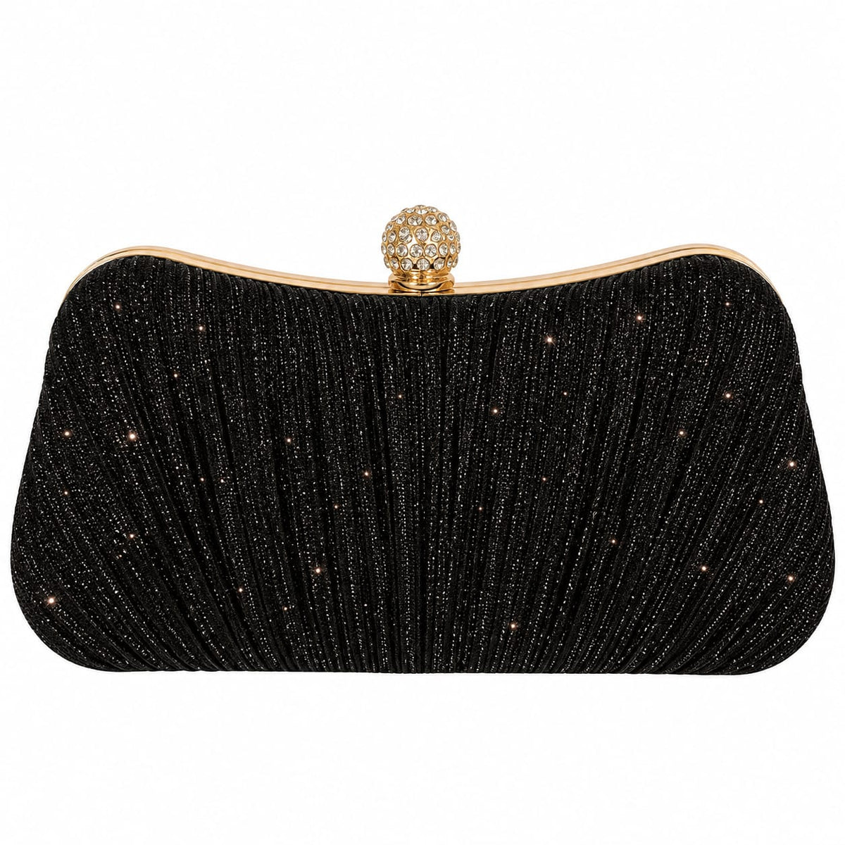 Elegant Pleated Glitter Evening Clutch Bag