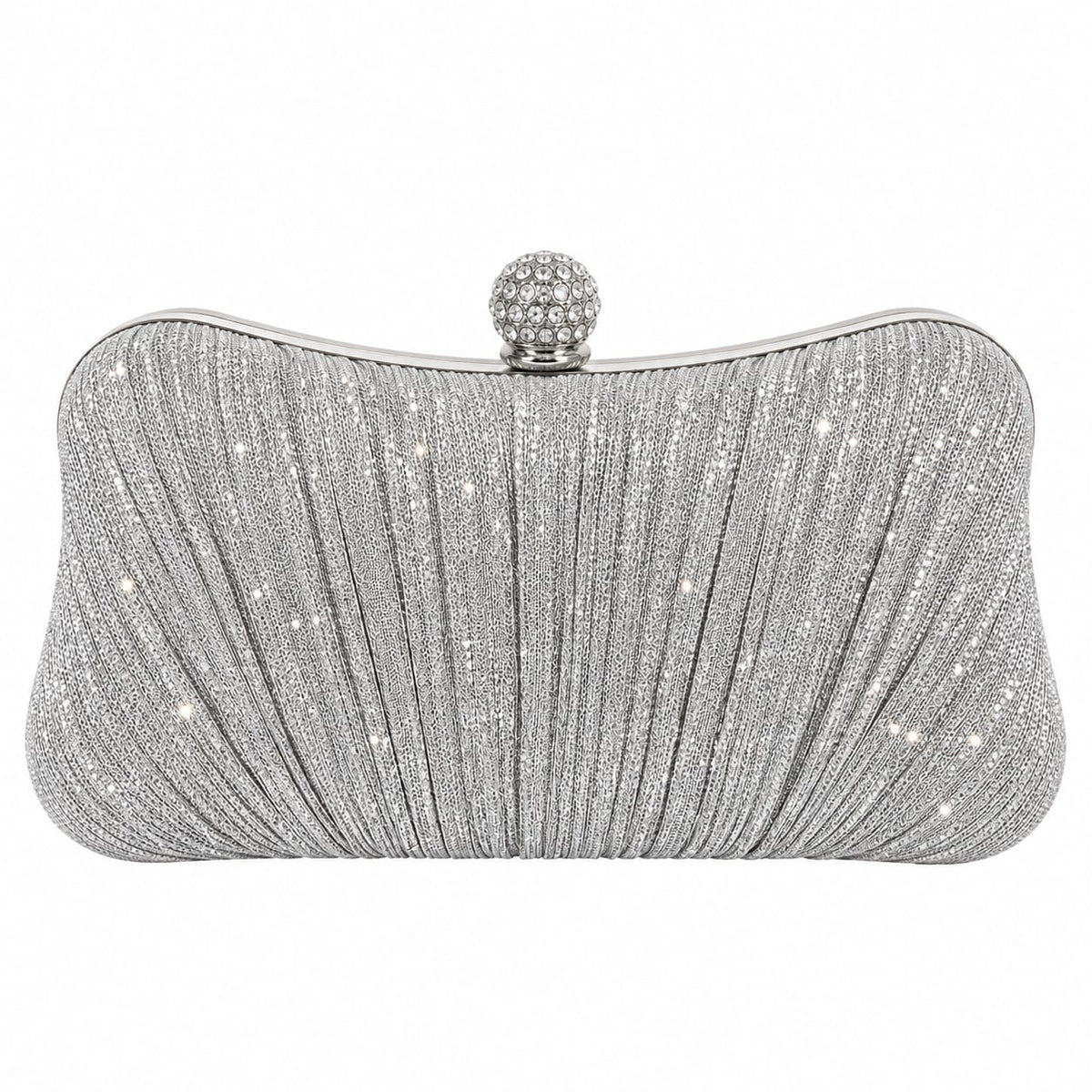 Elegant Pleated Glitter Evening Clutch Bag
