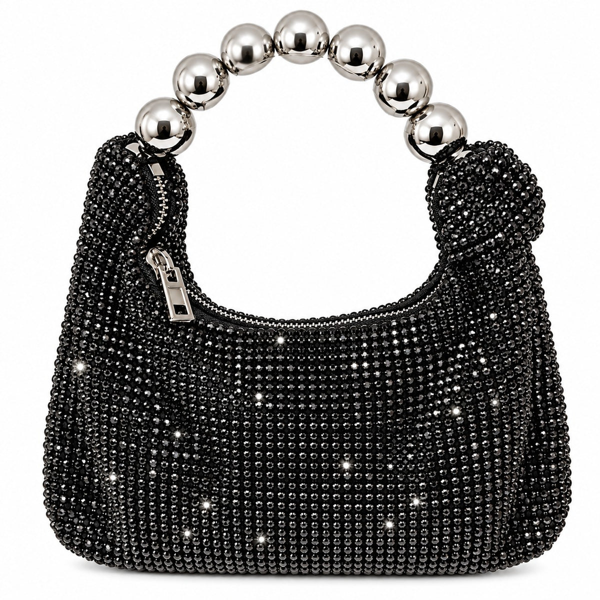 Luxury Crystal Beaded Handle Evening Bag