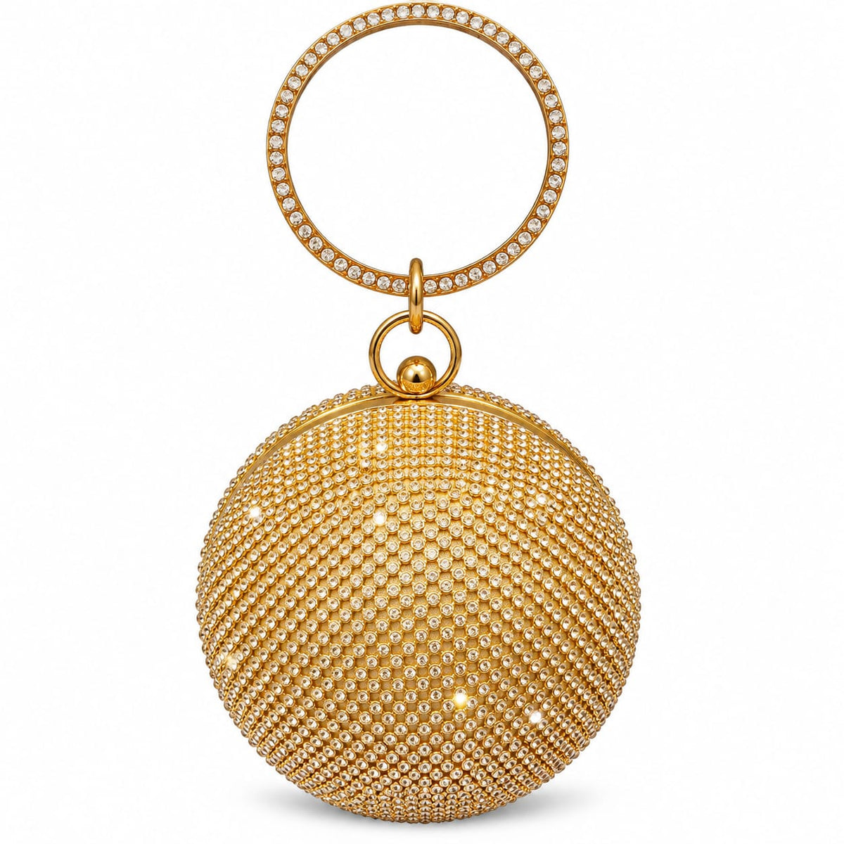 Luxury Crystal Round Ring Handle Evening Bag