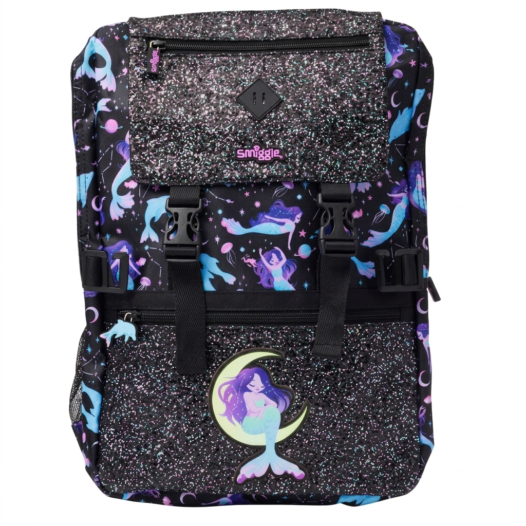 Smiggle Glitter Mermaid Crescent Moon School Backpack