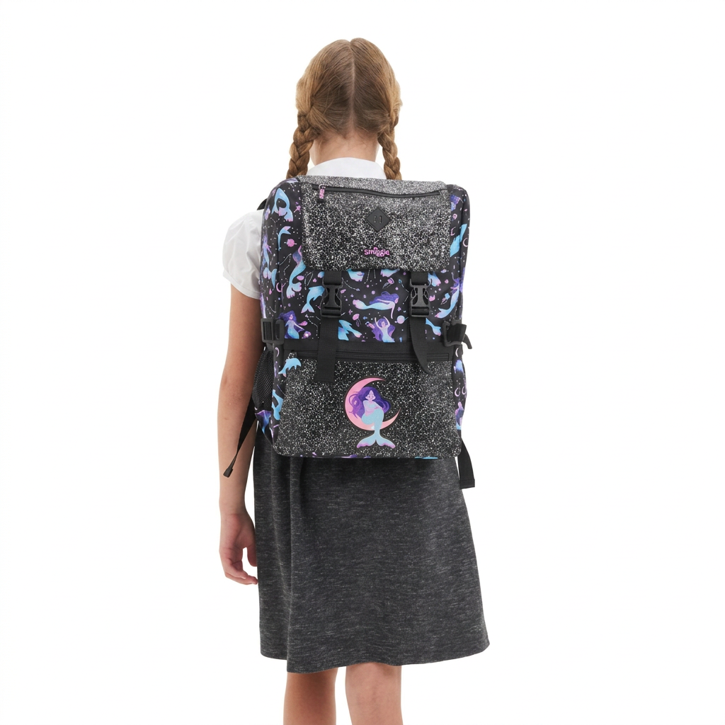 Smiggle Glitter Mermaid Crescent Moon School Backpack